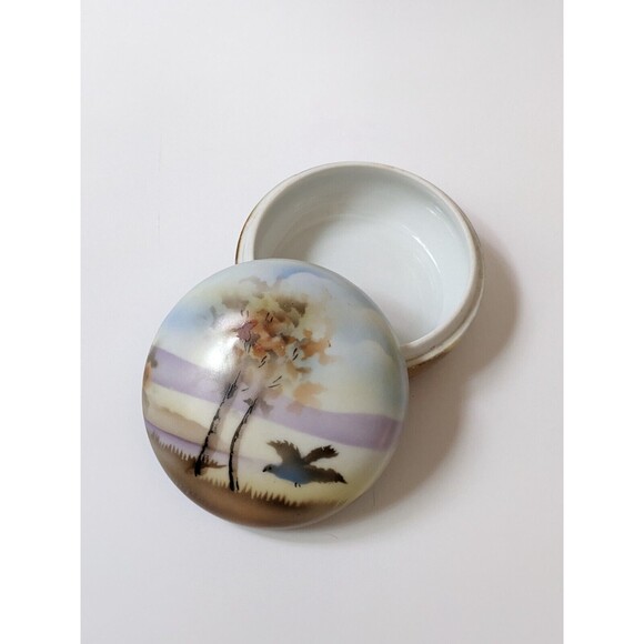 Antique Prov Saxe ES Germany Hand Painted Porcelain Trinket Box early 1900's - Picture 9 of 11